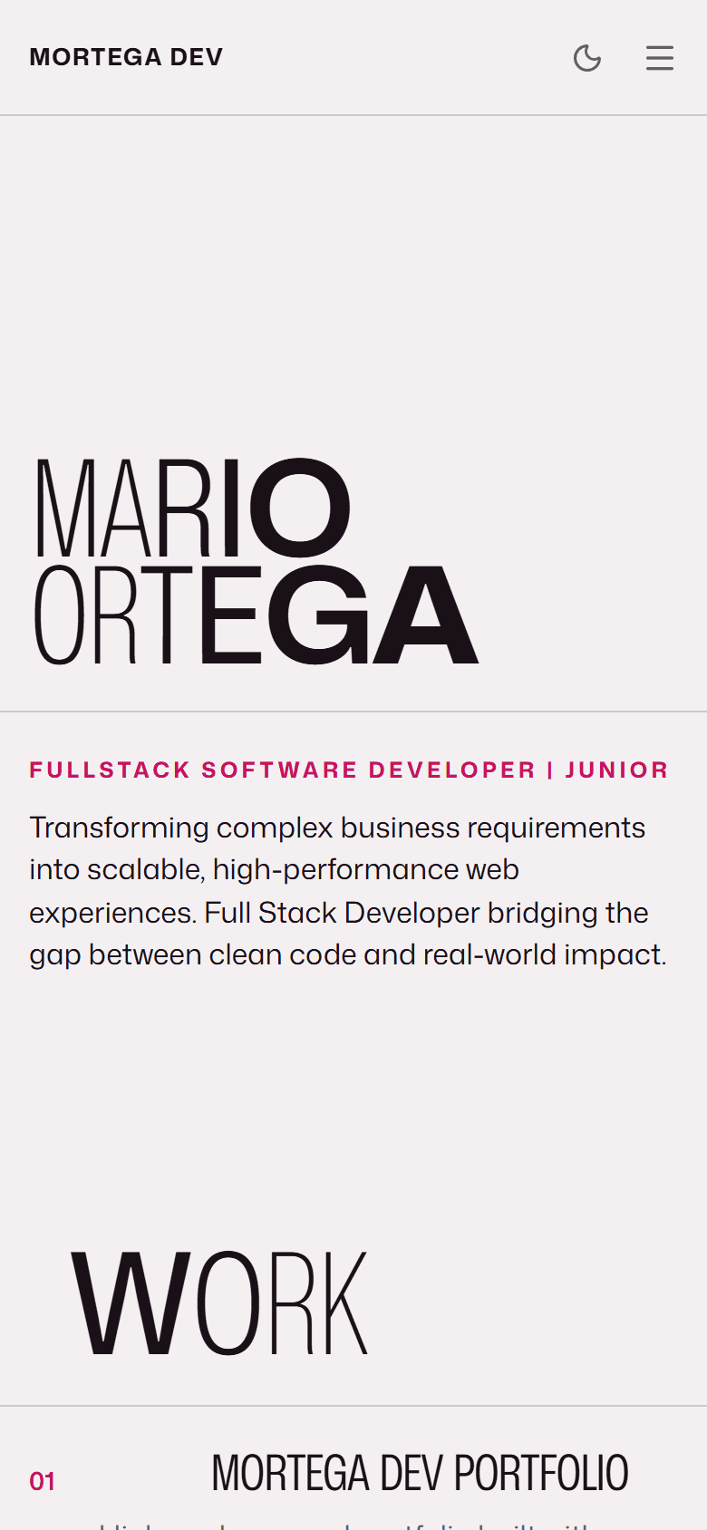 MORTEGA DEV PORTFOLIO mobile
